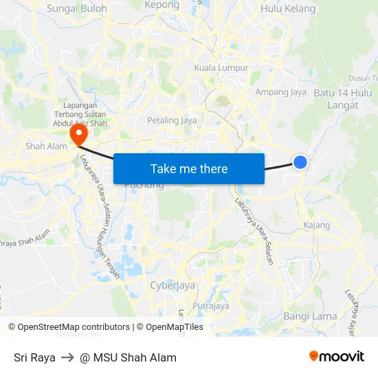 Sri Raya to @ MSU Shah Alam map