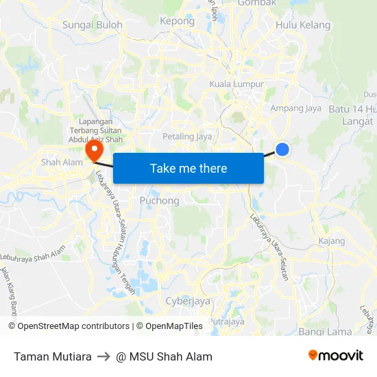 Taman Mutiara to @ MSU Shah Alam map