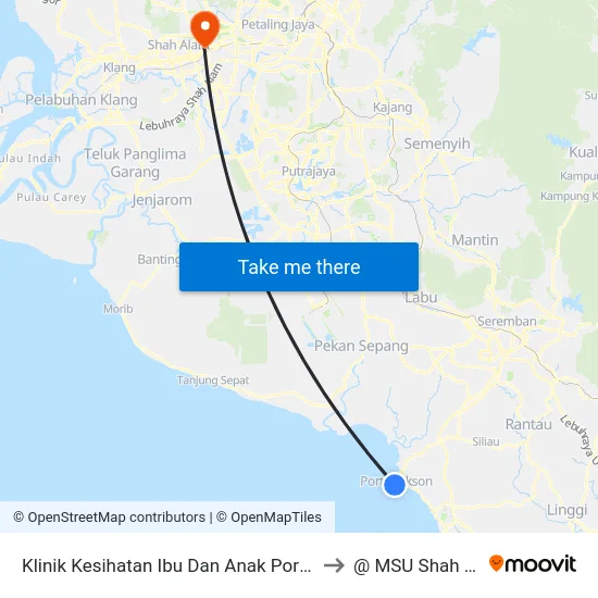 Klinik Kesihatan Ibu Dan Anak Port Dickson to @ MSU Shah Alam map