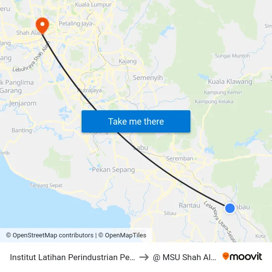 Institut Latihan Perindustrian Pedas to @ MSU Shah Alam map