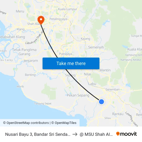 Nusari Bayu 3, Bandar Sri Sendayan to @ MSU Shah Alam map