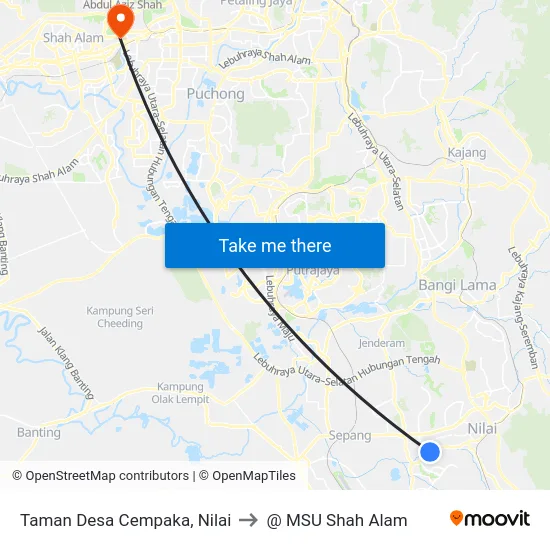 Taman Desa Cempaka, Nilai to @ MSU Shah Alam map