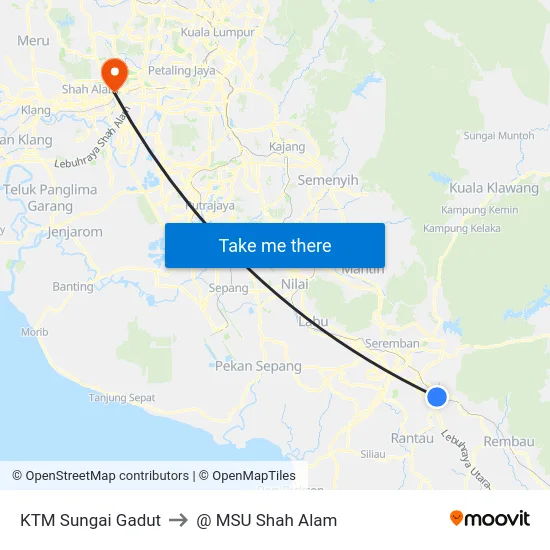 KTM Sungai Gadut to @ MSU Shah Alam map