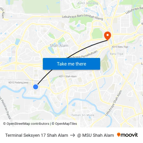 Terminal Seksyen 17 Shah Alam to @ MSU Shah Alam map