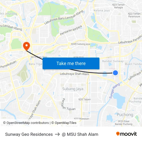 Sunway Geo Residences to @ MSU Shah Alam map