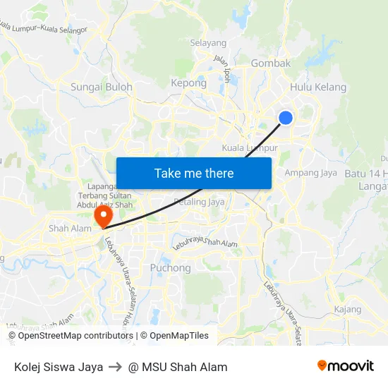 Kolej Siswa Jaya to @ MSU Shah Alam map