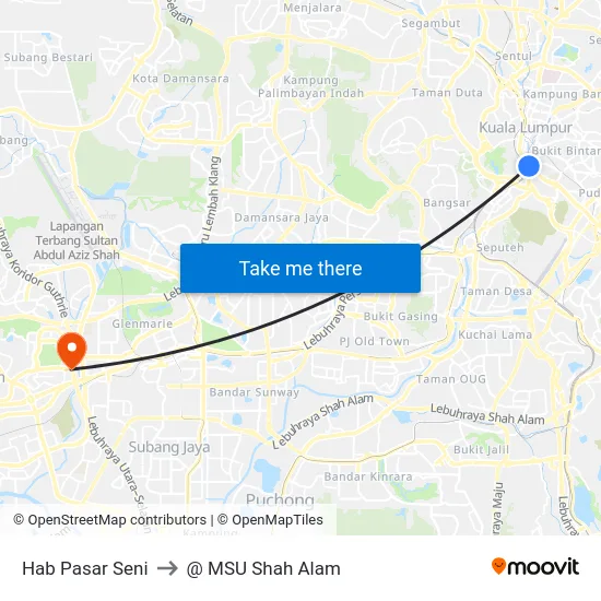 Hab Pasar Seni to @ MSU Shah Alam map