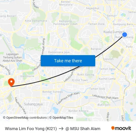 Wisma Lim Foo Yong (Kl21) to @ MSU Shah Alam map