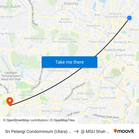 Sri Pelangi Condominium (Utara) (Kl678) to @ MSU Shah Alam map