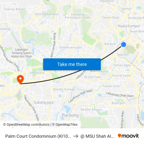 Palm Court Condominium (Kl1083) to @ MSU Shah Alam map