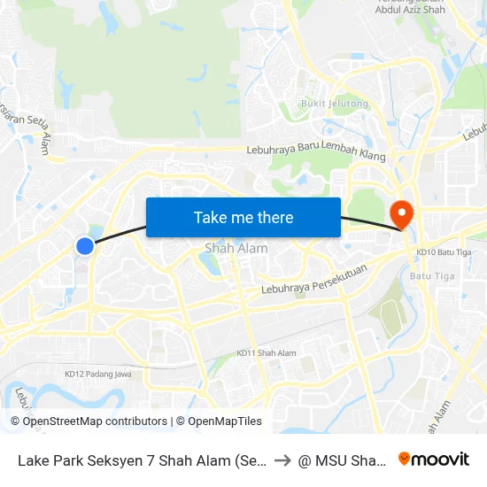 Lake Park Seksyen 7 Shah Alam (Selatan) (Sa301) to @ MSU Shah Alam map