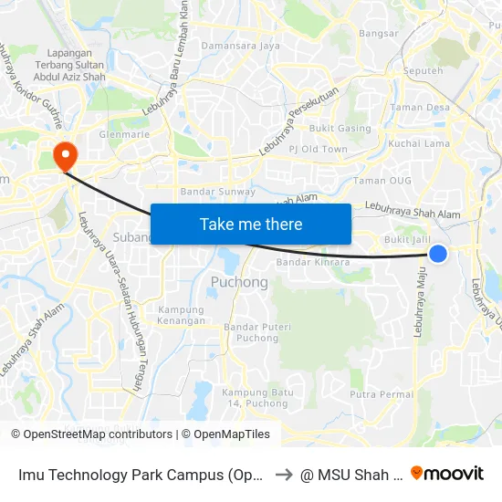 Imu Technology Park Campus (Opp) (Kl2007) to @ MSU Shah Alam map