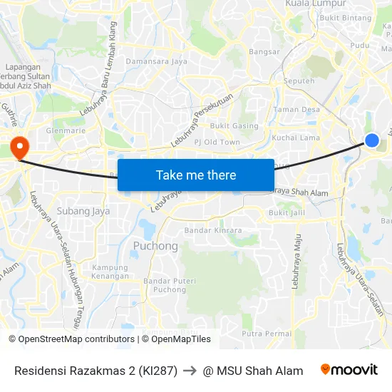 Residensi Razakmas 2 (Kl287) to @ MSU Shah Alam map