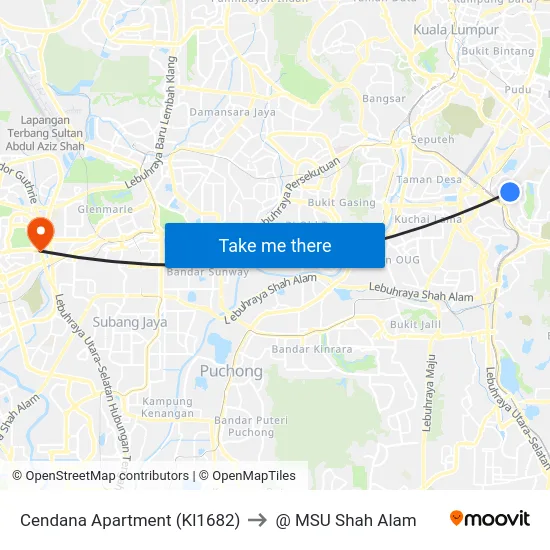 Cendana Apartment (Kl1682) to @ MSU Shah Alam map