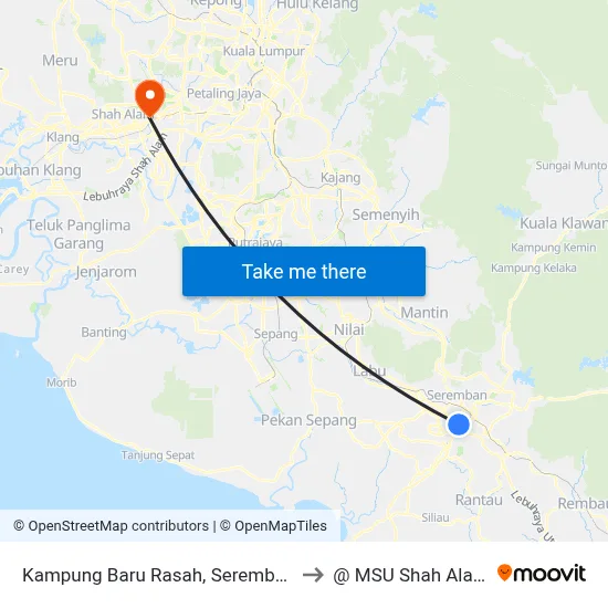 Kampung Baru Rasah, Seremban to @ MSU Shah Alam map