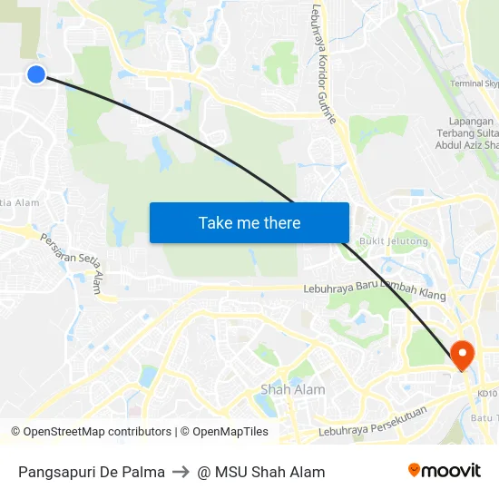 Pangsapuri De Palma to @ MSU Shah Alam map