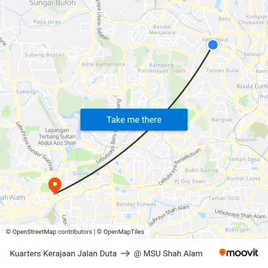 Kuarters Kerajaan Jalan Duta to @ MSU Shah Alam map