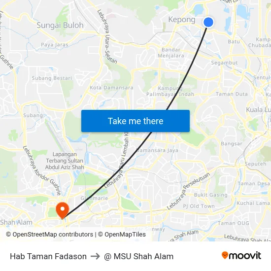 Hab Taman Fadason to @ MSU Shah Alam map