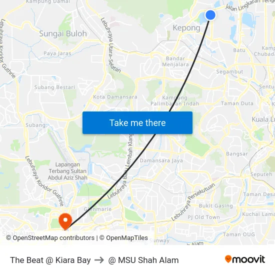 The Beat @ Kiara Bay to @ MSU Shah Alam map