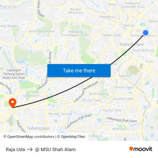 Raja Uda to @ MSU Shah Alam map