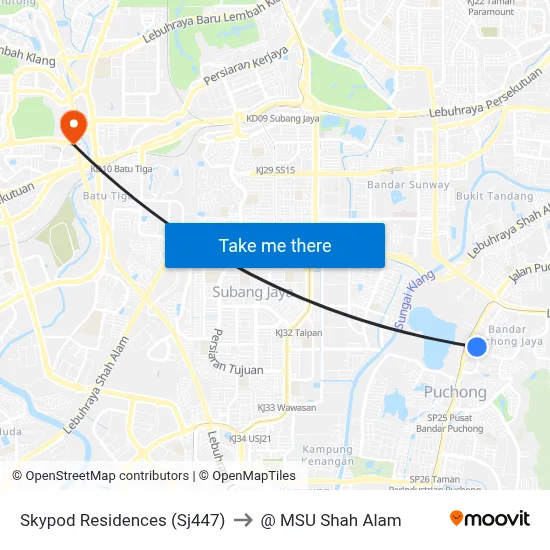 Skypod Residences (Sj447) to @ MSU Shah Alam map