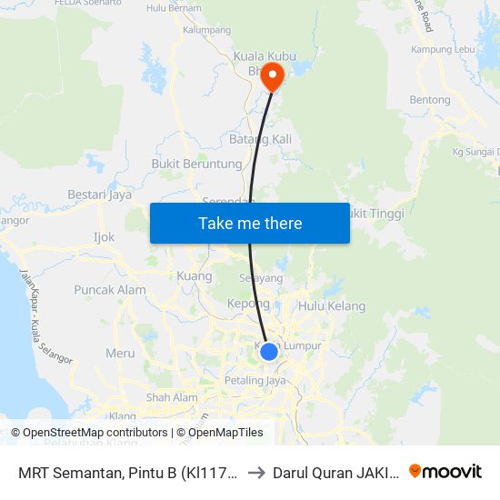 MRT Semantan, Pintu B (Kl1174) to Darul Quran JAKIM map