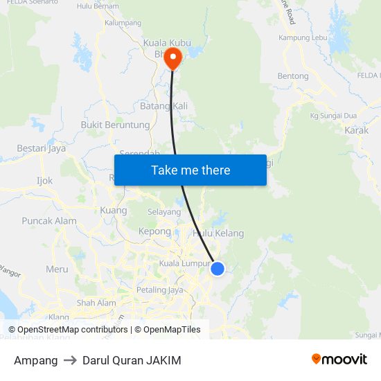 Ampang to Darul Quran JAKIM map