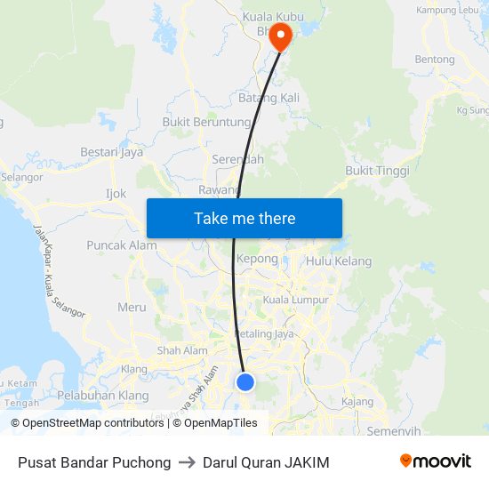 Pusat Bandar Puchong to Darul Quran JAKIM map