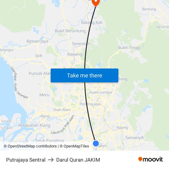 Putrajaya Sentral to Darul Quran JAKIM map