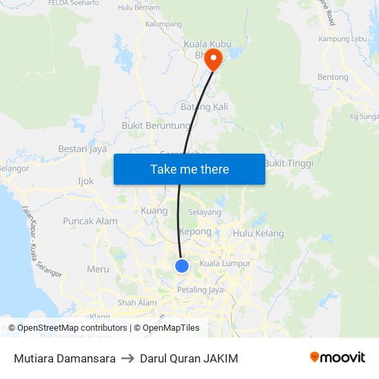 Mutiara Damansara to Darul Quran JAKIM map