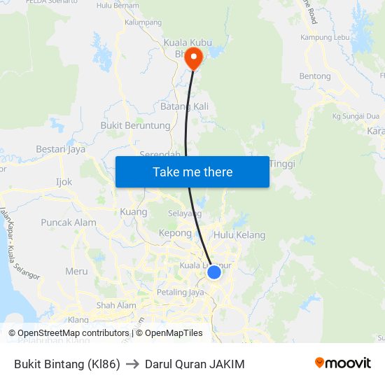 Bukit Bintang (Kl86) to Darul Quran JAKIM map