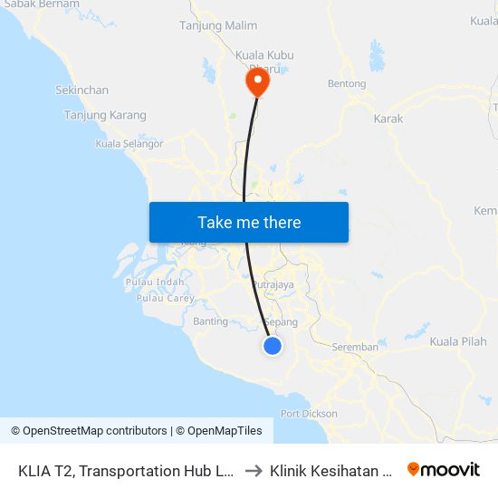 KLIA T2, Transportation Hub Level 1 to Klinik Kesihatan Rasa map