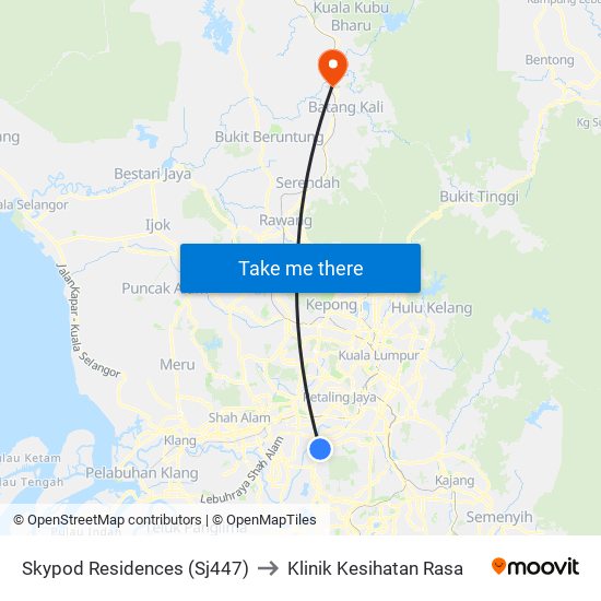 Skypod Residences (Sj447) to Klinik Kesihatan Rasa map