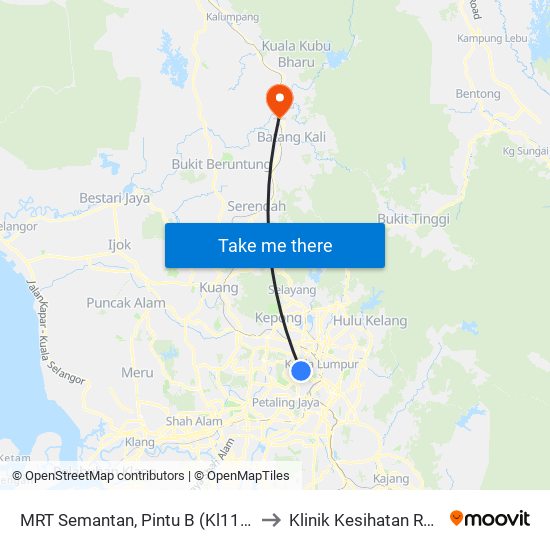 MRT Semantan, Pintu B (Kl1174) to Klinik Kesihatan Rasa map