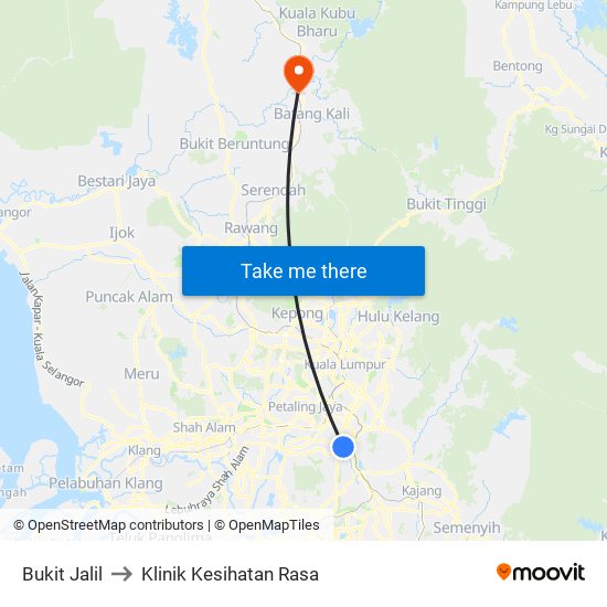 Bukit Jalil to Klinik Kesihatan Rasa map