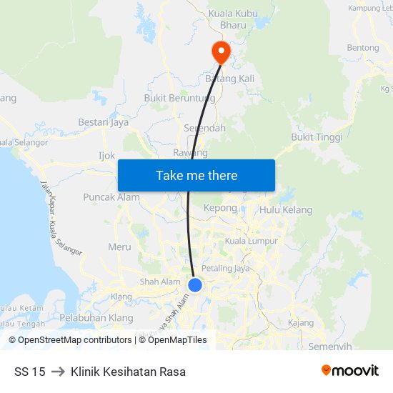 SS 15 to Klinik Kesihatan Rasa map