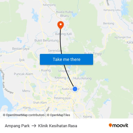 Ampang Park to Klinik Kesihatan Rasa map