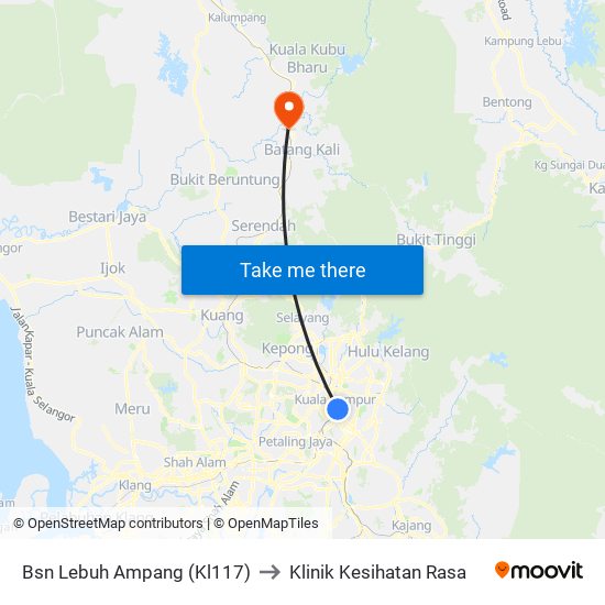 Bsn Lebuh Ampang (Kl117) to Klinik Kesihatan Rasa map