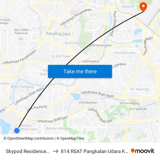 Skypod Residences (Sj447) to 814 RSAT Pangkalan Udara Kuala Lumpur map