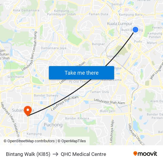 Bintang Walk (Kl85) to QHC Medical Centre map