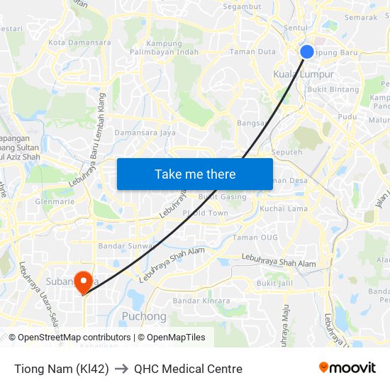Tiong Nam (Kl42) to QHC Medical Centre map