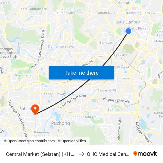 Central Market (Selatan) (Kl109) to QHC Medical Centre map