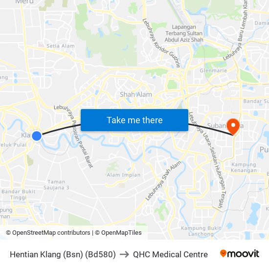 Hentian Klang (Bsn) (Bd580) to QHC Medical Centre map