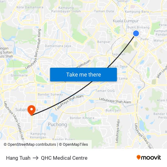 Hang Tuah to QHC Medical Centre map