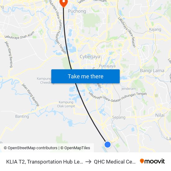 KLIA T2, Transportation Hub Level 1 to QHC Medical Centre map