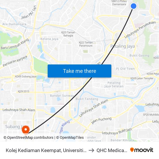 Kolej Kediaman Keempat, Universiti Malaya (Kl2348) to QHC Medical Centre map