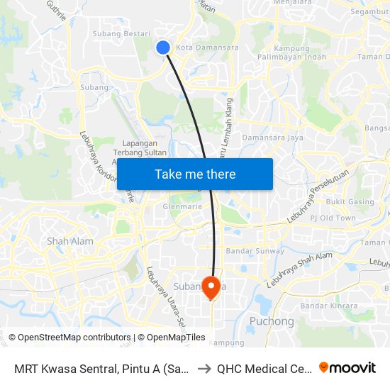 MRT Kwasa Sentral, Pintu A (Sa1020) to QHC Medical Centre map