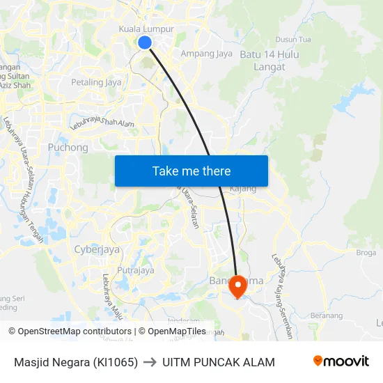 Masjid Negara (Kl1065) to UITM PUNCAK ALAM map