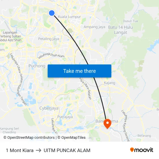 1 Mont Kiara to UITM PUNCAK ALAM map