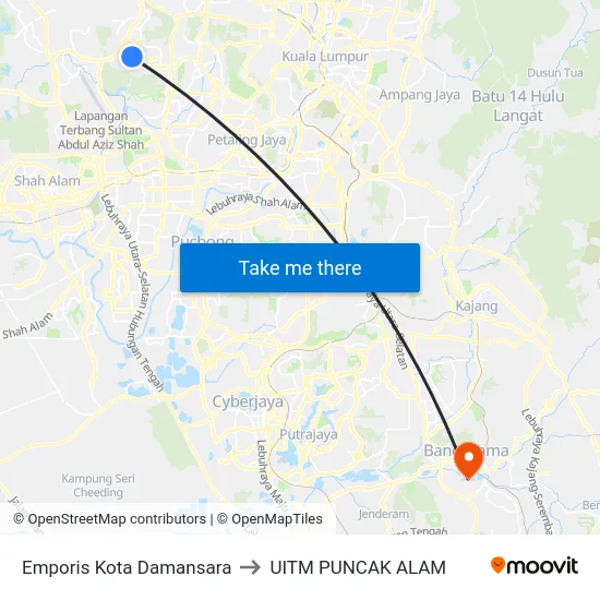 Emporis Kota Damansara to UITM PUNCAK ALAM map